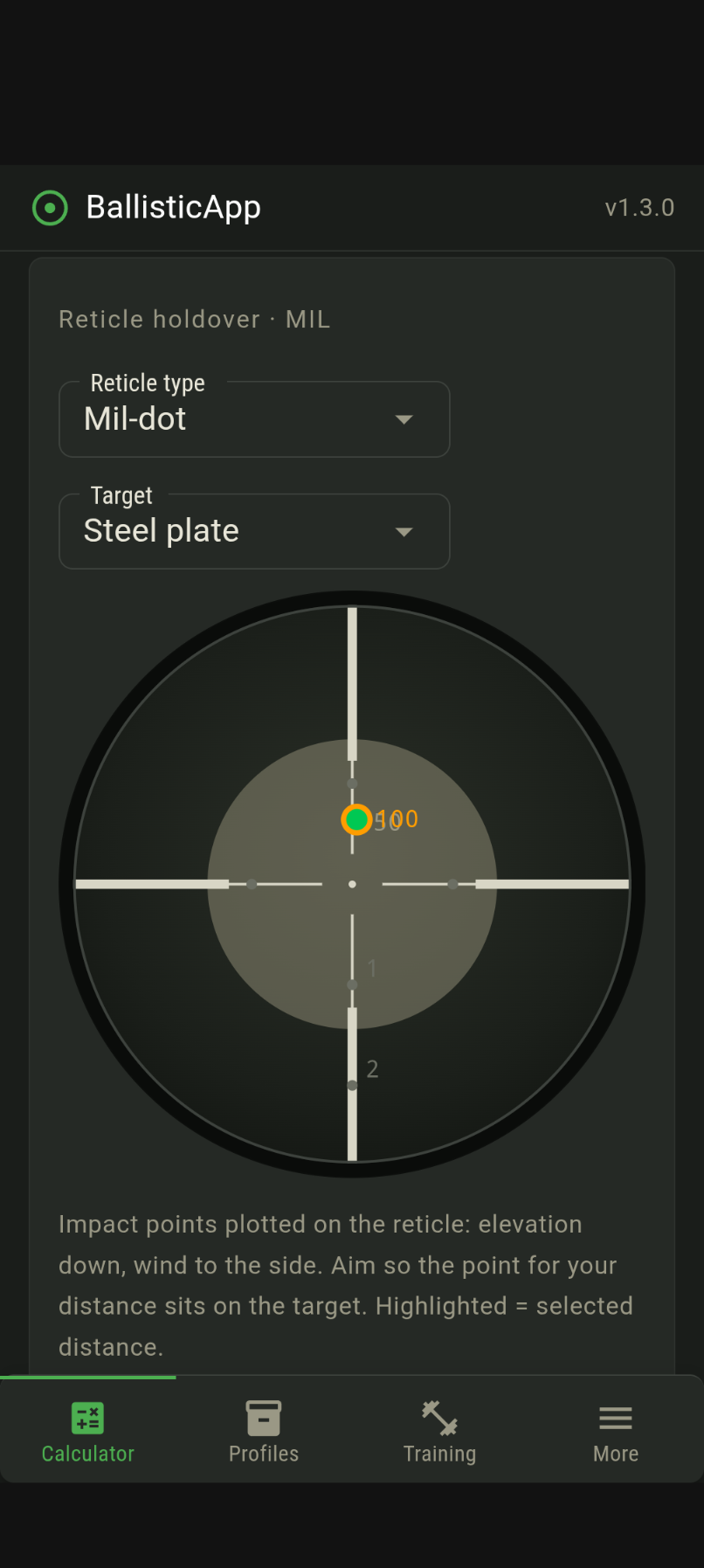 Reticle · steel plate